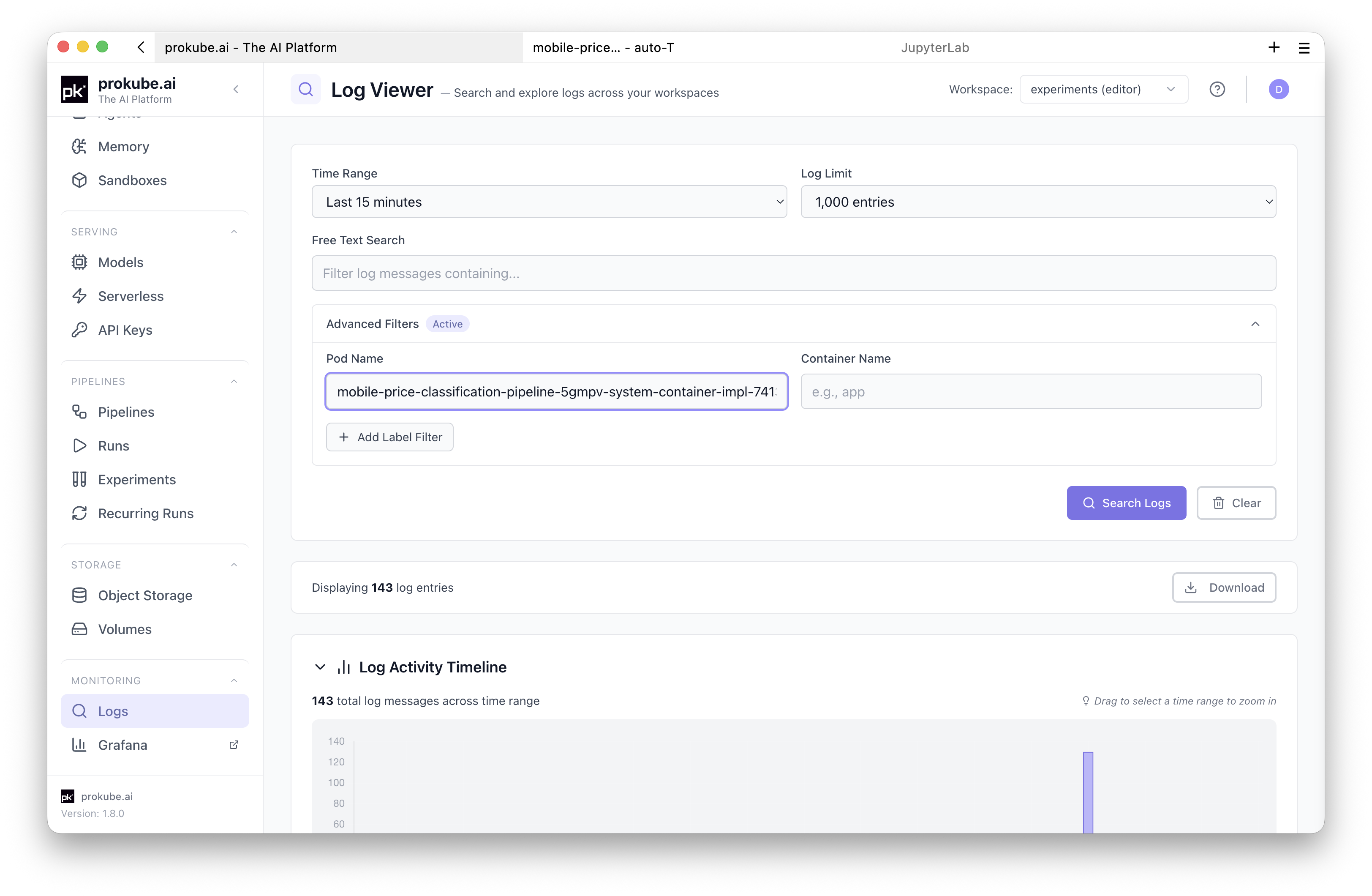 Logs advanced filters