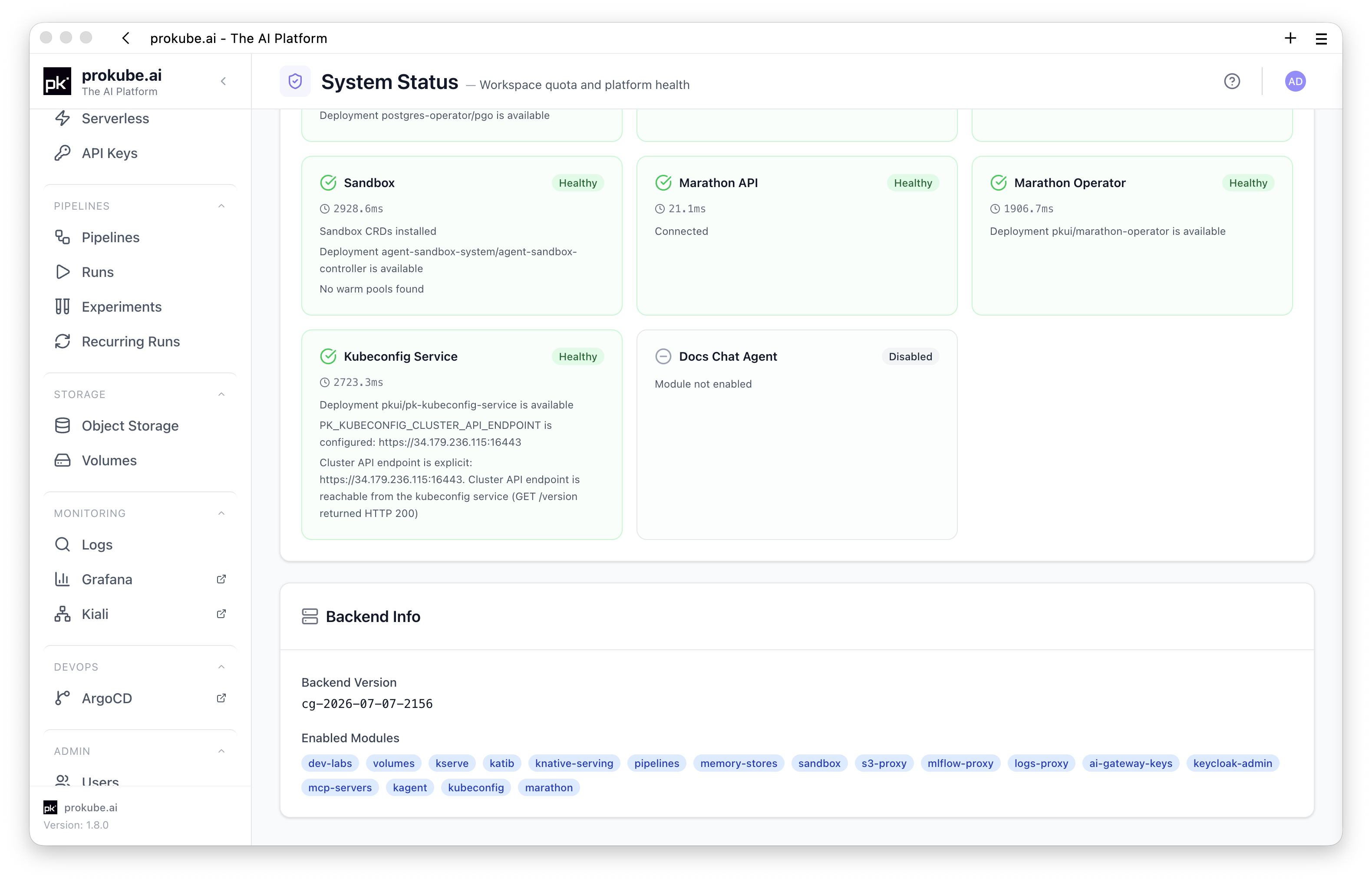 Backend Info