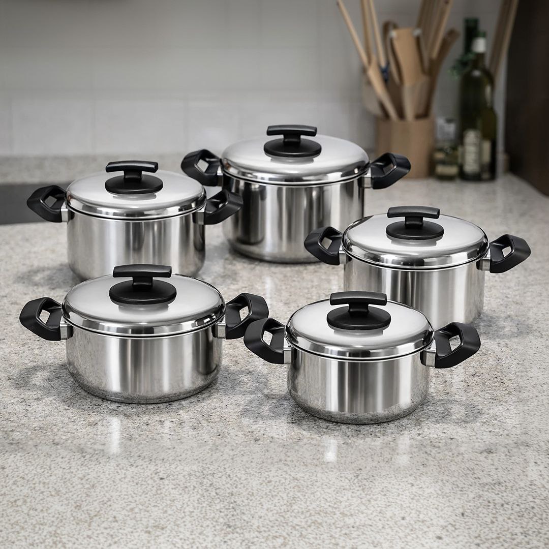 Jogo 5 Panelas Aluminio Polido