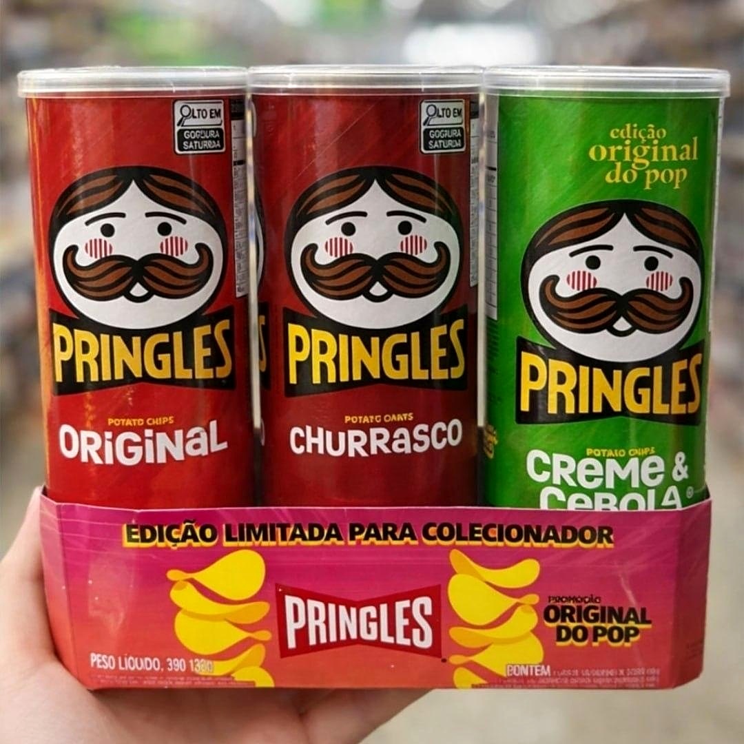 Pack 3 Pringles Original do Pop: Original + Creme e Cebola + Churrasco