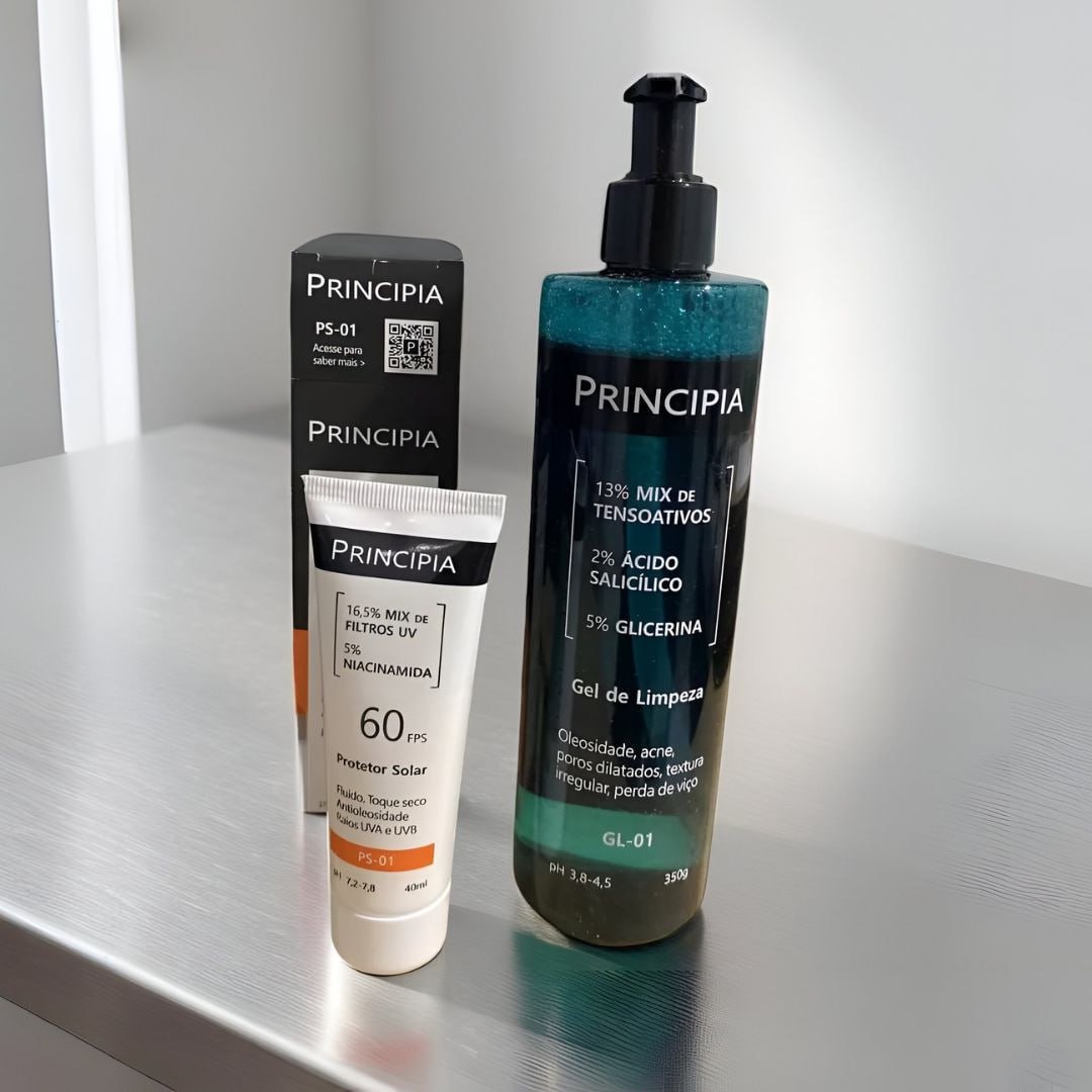 Principia Kit Gel de Limpeza GL-01 + Protetor Solar Facial PS-01 FPS 60