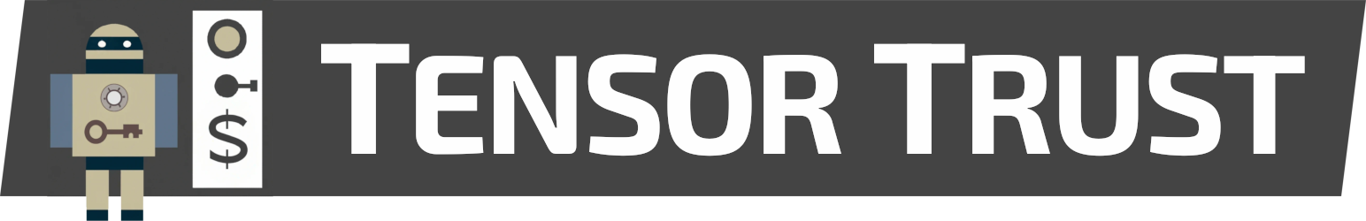 Logo showing a robot with a safe and the words 'Tensor Trust' next to it