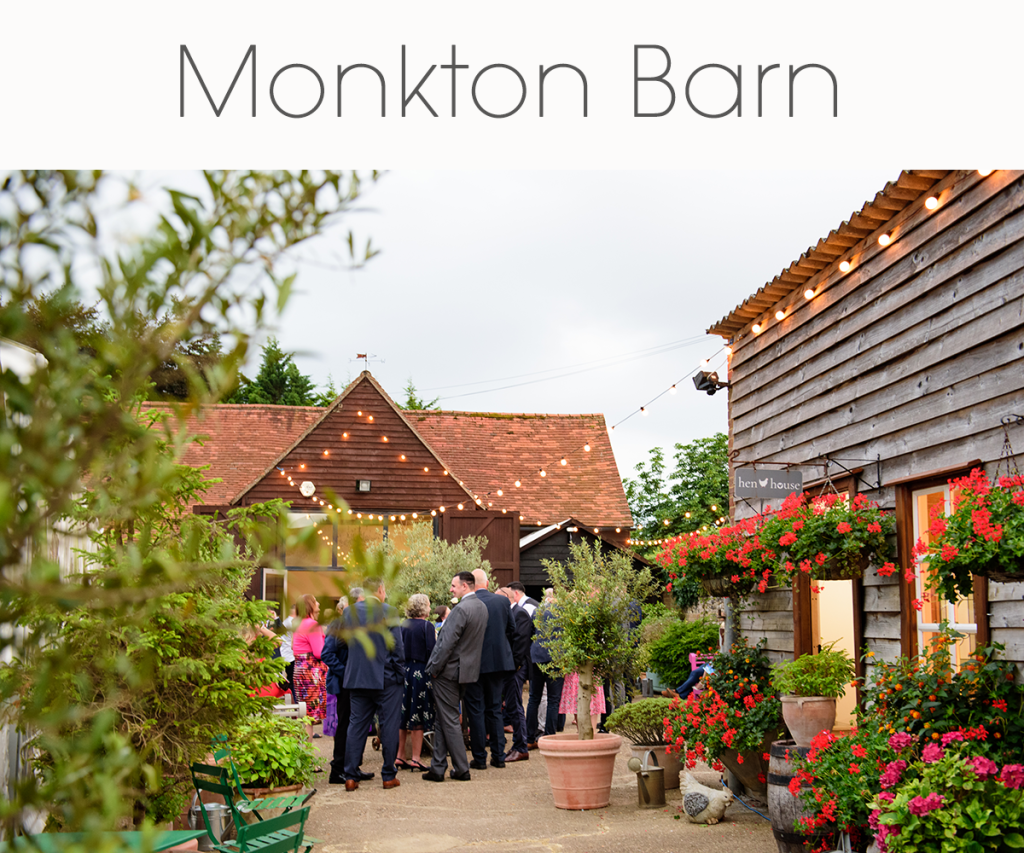 Wedding drinks reception in the courtyard at Monkton Barn. Wendy Aldiss Photography