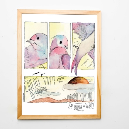 Quadro história em quadrinhos "Quero Viver como os pássaros". main photo of Quadro história em quadrinhos "Quero Viver como os pássaros".