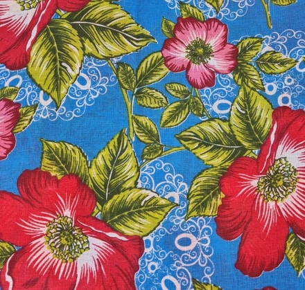 Tecido de Corte de Chita Azul Vermelho Flores main photo of Tecido de Corte de Chita Azul Vermelho Flores