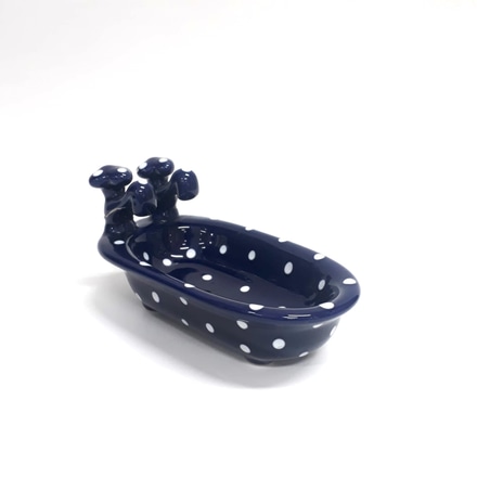 Banheira Porcelana Mini Azul com Bolinhas Brancas main photo of Banheira Porcelana Mini Azul com Bolinhas Brancas