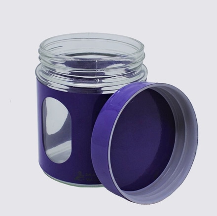 Pote Vidro Detalhes Roxo com Tampa 600ml main photo of Pote Vidro Detalhes Roxo com Tampa 600ml
