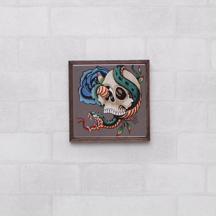 Quadro Azulejo Tatoo Skull Snake Rose main photo of Quadro Azulejo Tatoo Skull Snake Rose