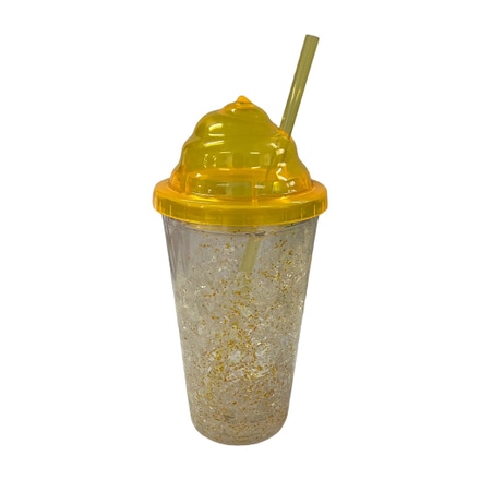 Copo amarelo com glitter e canudo main photo of Copo amarelo com glitter e canudo