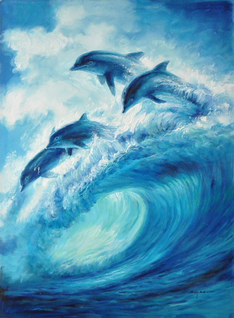 dolphin painting abstract