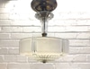 Glass and milk glass pendant light with brass canopy