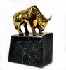 Bookend, gold plated bull on top