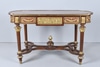 Inlaid Library Table with Marquetry Top & Brass Mounts