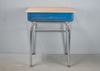 Blue School Desk w/ Book Cubby & Chrome Legs
