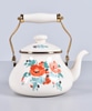 White Metal Teapot with Colorful Floral Motif