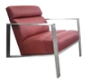 Accent chair:  burgundy leather and stainless frame and arms