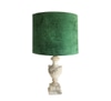 Lamp Shade; Green velvet, tapered drum,