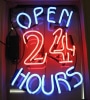 neon sign Open 24 Hours