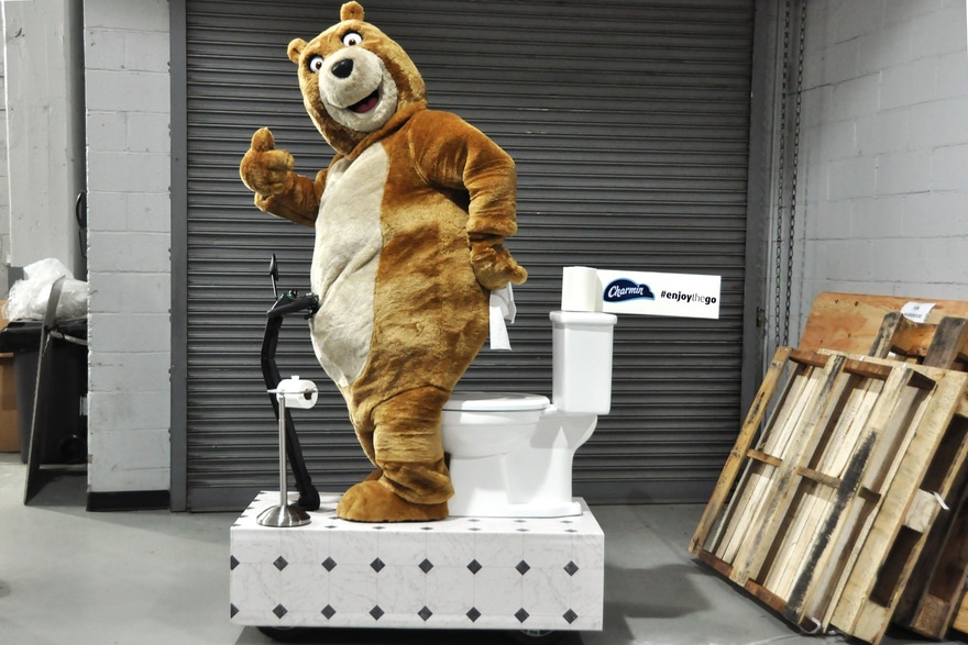 Motorized Toilet and Bear Costume