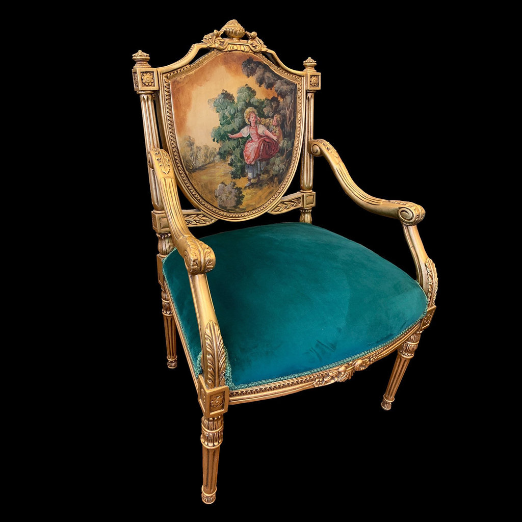 Louis XV Style Floral Accent Chair, 91% Off