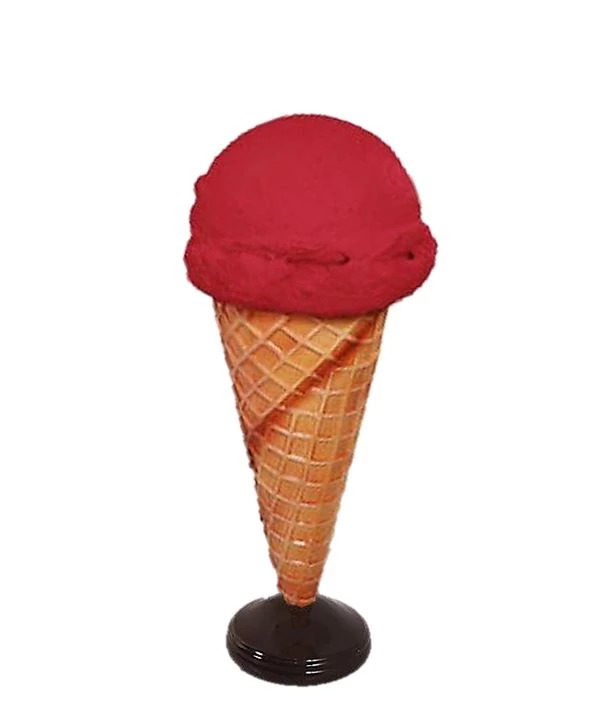 Ice Cream Cone One Scoop Strawberry Restaurant Prop Decor Resin