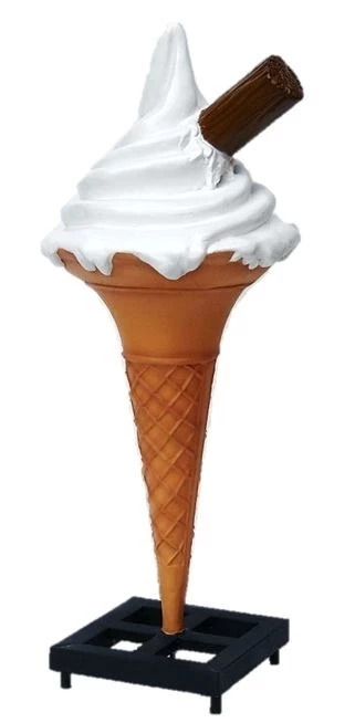 Ice Cream Cone Metal Base Soft Serve Vanilla Chocolate Stick