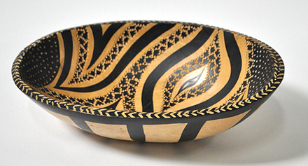 Vase Wood With Black Leaf Pattern main photo of Vase Wood With Black Leaf Pattern
