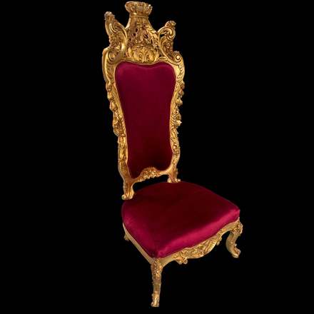 Antique French Louis XV Rococo Hand Carved Velvet Wingback Chair