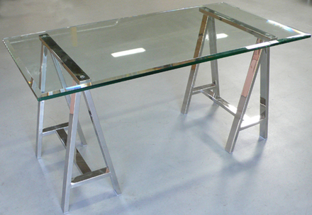 Table Two Chrome Sawhorse Legs Pinacoteca Picture Props