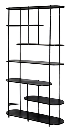 Modern tall black metal shelving unit, Hire & Rental