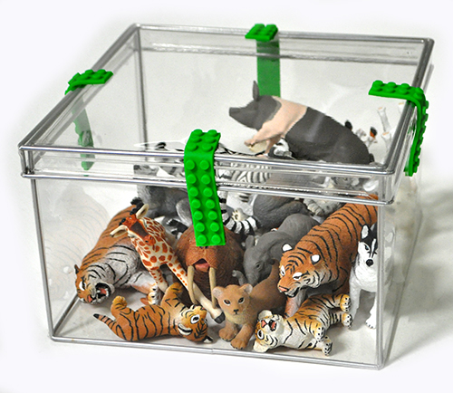 box of animal toys