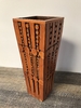 Patterned Teak Wood Vase A