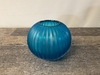 Round Blue Glass Columned Vase