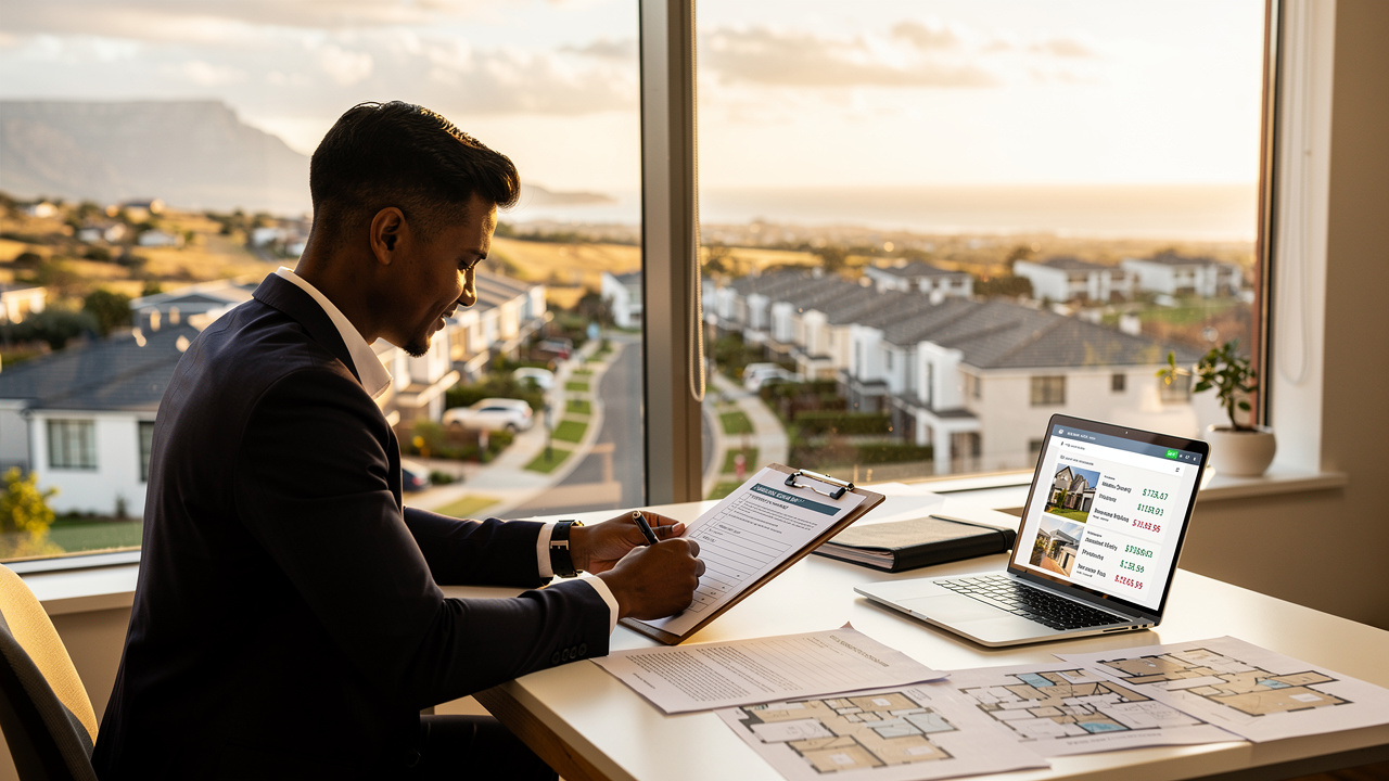 South African property investor reviewing a 2026 investment checklist at a modern desk