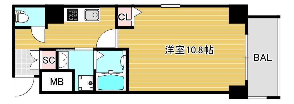 大阪府大阪市浪速区大国１丁目（マンション）の賃貸物件の間取り