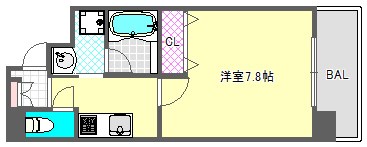 大阪府大阪市中央区龍造寺町（マンション）の賃貸物件の間取り