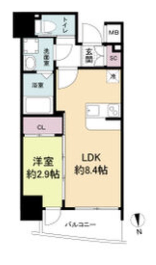 大阪府大阪市中央区船越町２丁目（マンション）の賃貸物件の間取り