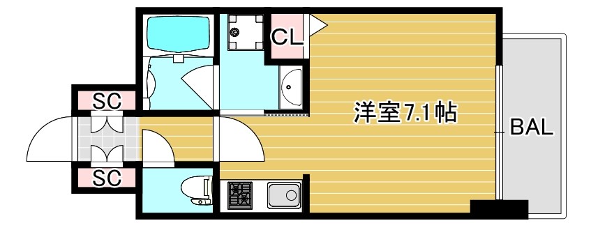 大阪府大阪市中央区玉造１丁目（マンション）の賃貸物件の間取り