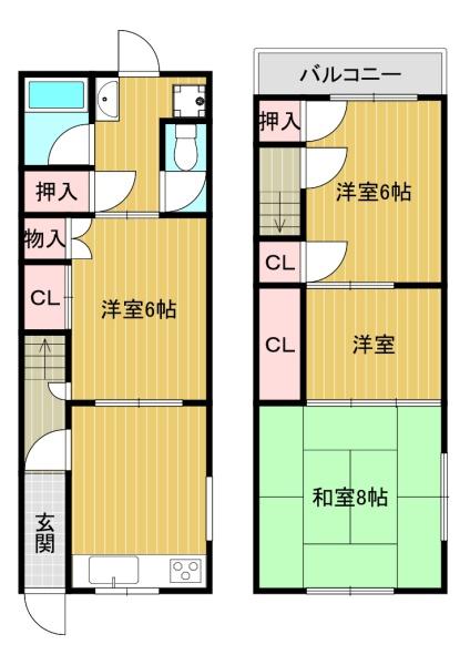 大阪府大阪市平野区喜連3丁目（一戸建）の賃貸物件の間取り