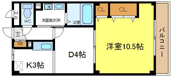 大阪府大阪市平野区平野市町２丁目（マンション）の賃貸物件の間取り