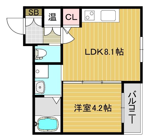 大阪府大阪市東住吉区住道矢田６丁目（アパート）の賃貸物件の間取り