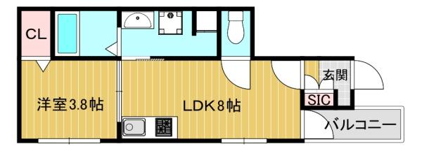 大阪府大阪市東住吉区照ケ丘矢田３丁目（アパート）の賃貸物件の間取り