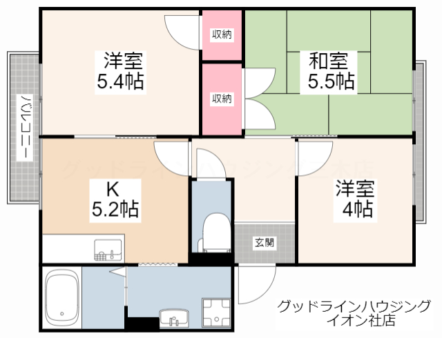 ガーデンハイツ緑ヶ丘E、F、G、Hの間取り