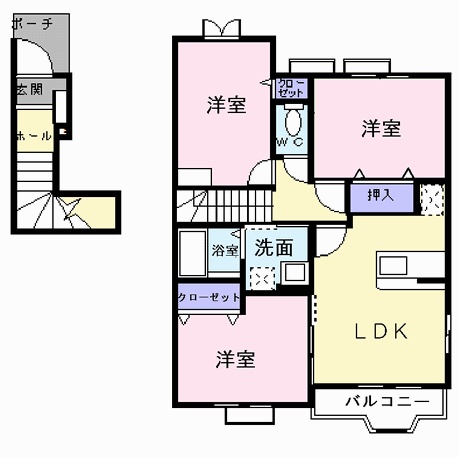 兵庫県加東市上中１丁目（アパート）の賃貸物件の間取り