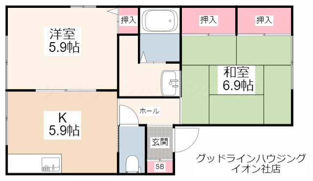 ウエストサイドコートBの間取り