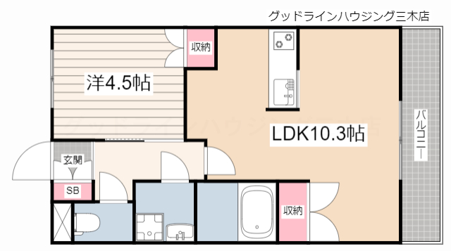 兵庫県小野市中町（アパート）の賃貸物件の間取り