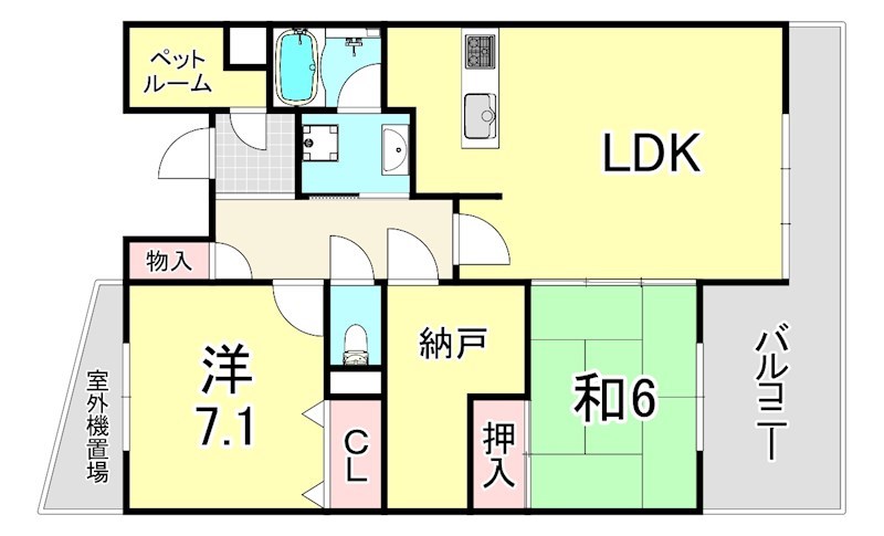 白鷹苦楽園マンションの間取り