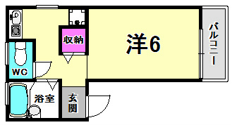 兵庫県西宮市下大市西町（アパート）の賃貸物件の間取り