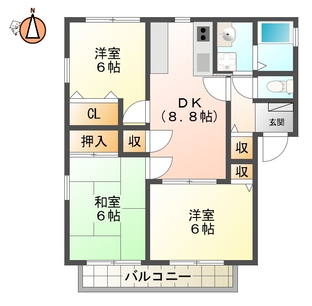 JR高徳線佐古駅3階建築25年の間取り