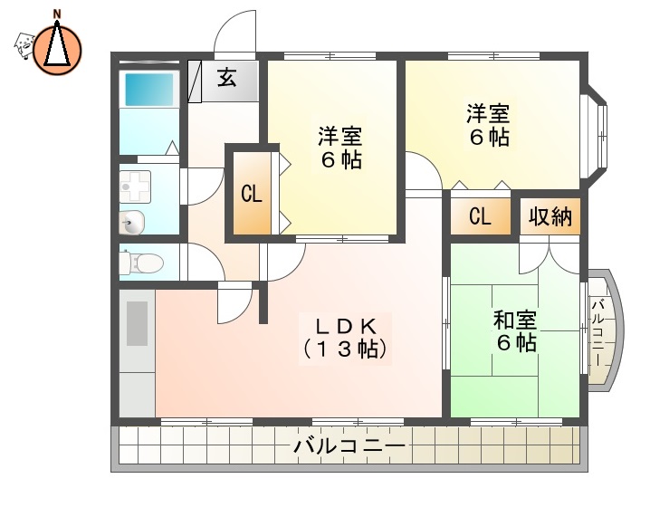 JR高徳線佐古駅4階建築26年の間取り